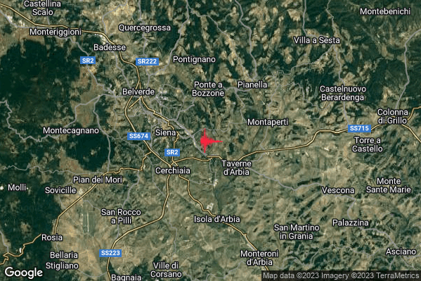 Lieve Terremoto M2.0 epicentro 3 km E Siena (SI) alle 09:16:06 (08:16:06 UTC)