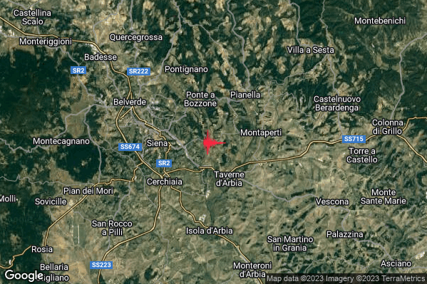 Lieve Terremoto M2.0 epicentro 4 km E Siena (SI) alle 09:19:30 (08:19:30 UTC)
