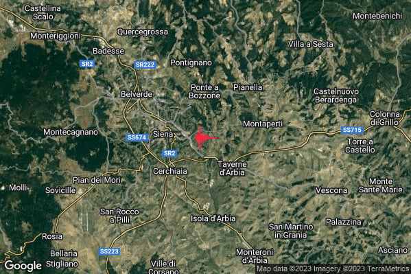 Lieve Terremoto M2.0 epicentro 3 km E Siena (SI) alle 09:26:12 (08:26:12 UTC)