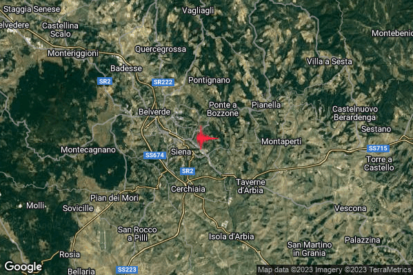 Lieve Terremoto M2.0 epicentro 2 km NE Siena (SI) alle 16:06:50 (15:06:50 UTC)