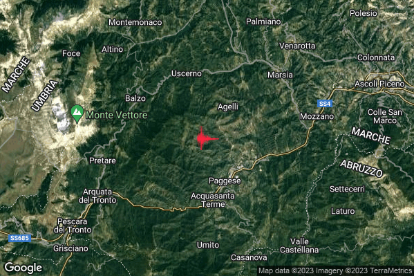 Lieve Terremoto M2.2 epicentro 5 km N Acquasanta Terme (AP) alle 03:54:57 (02:54:57 UTC)