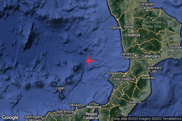Lieve Terremoto M2.0 epicentro Tirreno Meridionale (MARE) alle 15:17:46 (14:17:46 UTC)