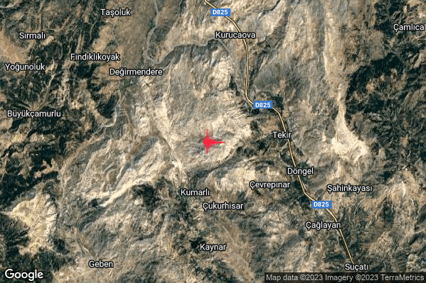 Intenso Terremoto M4.5 epicentro Turkey alle 15:38:08 (14:38:08 UTC)