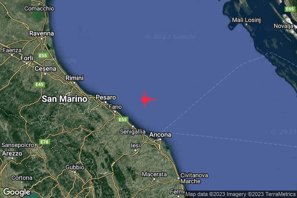 Lieve Terremoto M2.0 epicentro Costa Marchigiana Anconetana (Ancona) alle 16:24:52 (15:24:52 UTC)