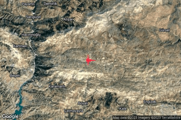 Intenso Terremoto M4.6 epicentro Turkey alle 19:33:21 (18:33:21 UTC)