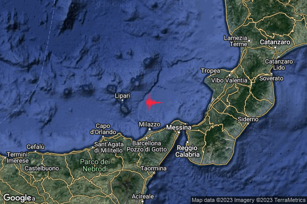 Lieve Terremoto M2.2 epicentro Tirreno Meridionale (MARE) alle 10:58:34 (09:58:34 UTC)