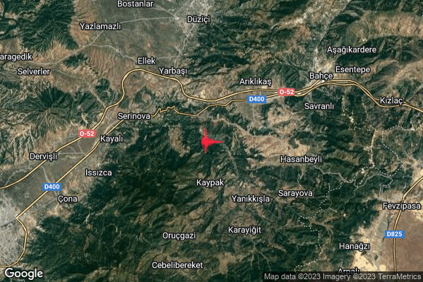 Intenso Terremoto M4.6 epicentro Turkey alle 12:59:27 (11:59:27 UTC)