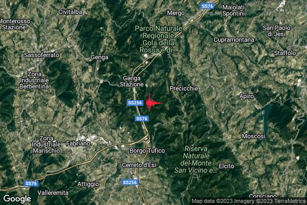Lieve Terremoto M2.0 epicentro 6 km W Poggio San Vicino (MC) alle 08:29:13 (07:29:13 UTC)