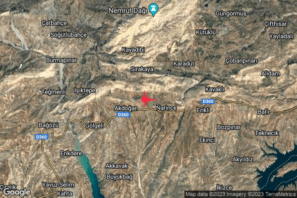 Intenso Terremoto M4.6 epicentro Turkey alle 06:19:00 (05:19:00 UTC)