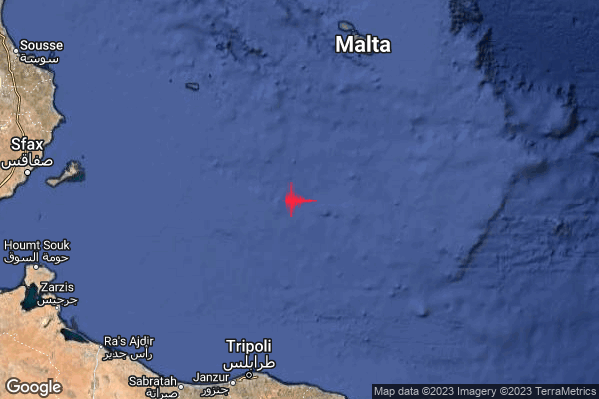 Moderato Terremoto M3.7 epicentro Libya [Sea] alle 23:29:15 (22:29:15 UTC)