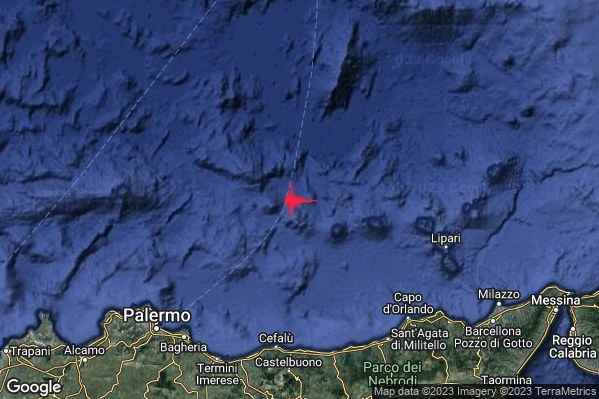 Lieve Terremoto M2.0 epicentro Tirreno Meridionale (MARE) alle 06:06:14 (05:06:14 UTC)