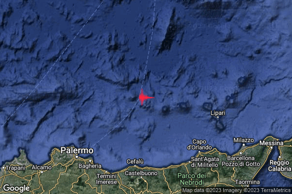 Debole Terremoto M2.4 epicentro Tirreno Meridionale (MARE) alle 09:08:50 (08:08:50 UTC)