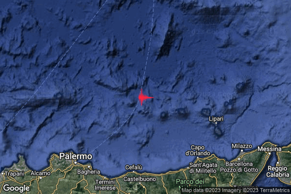Moderato Terremoto M3.3 epicentro Tirreno Meridionale (MARE) alle 07:50:53 (06:50:53 UTC)