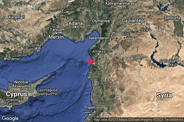 Severo Terremoto M5.2 epicentro Turkey [Sea] alle 16:53:53 (15:53:53 UTC)