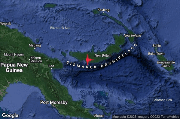 Violento Terremoto M6.3 epicentro Papua New Guinea [Land] alle 22:24:48 (21:24:48 UTC)