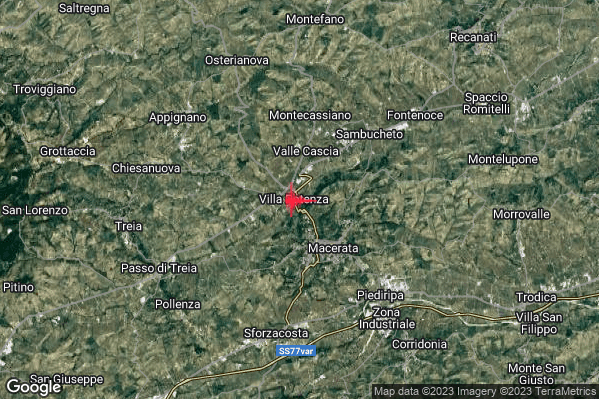 Lieve Terremoto M2.0 epicentro 3 km NW Macerata (MC) alle 20:27:17 (19:27:17 UTC)