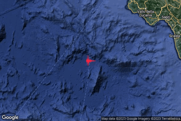 Distinto Terremoto M4.0 epicentro Tirreno Meridionale (MARE) alle 22:50:22 (21:50:22 UTC)