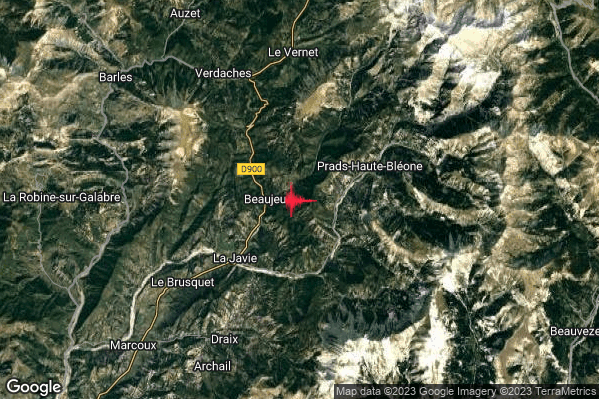 Lieve Terremoto M2.2 epicentro France alle 06:58:41 (05:58:41 UTC)