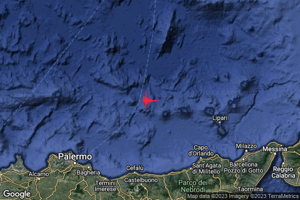 Lieve Terremoto M2.0 epicentro Tirreno Meridionale (MARE) alle 08:53:05 (07:53:05 UTC)