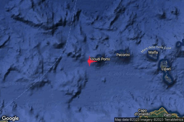Lieve Terremoto M2.0 epicentro Isole Eolie (Messina) alle 08:53:07 (07:53:07 UTC)