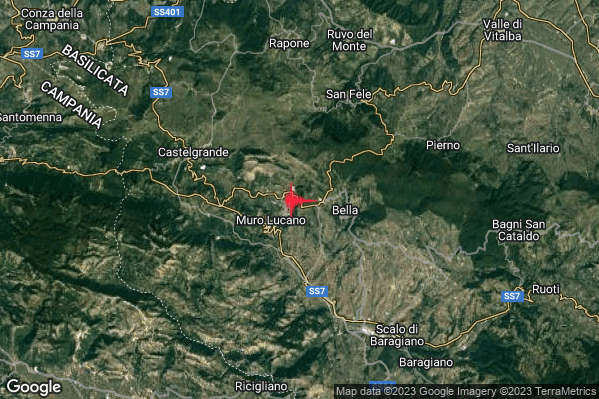 Lieve Terremoto M2.0 epicentro 2 km NE Muro Lucano (PZ) alle 09:02:03 (08:02:03 UTC)