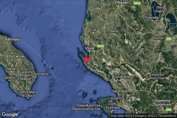 Moderato Terremoto M3.5 epicentro Costa Albanese meridionale (ALBANIA) alle 19:43:15 (18:43:15 UTC)