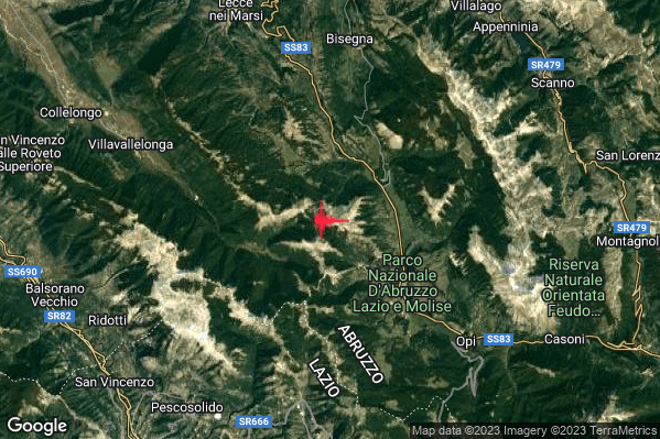 Lieve Terremoto M2.0 epicentro 5 km NW Pescasseroli (AQ) alle 07:05:14 (06:05:14 UTC)