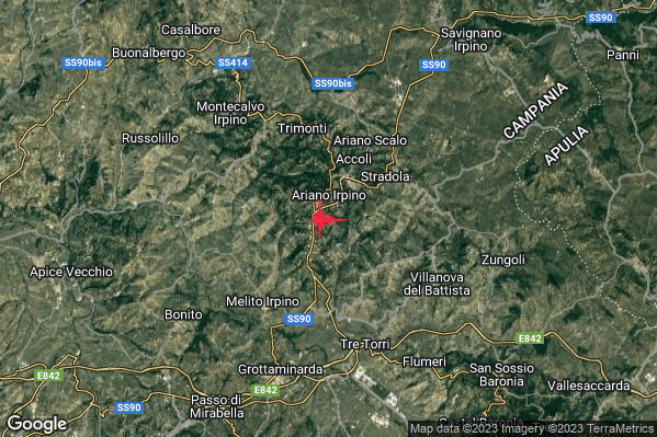 Debole Terremoto M2.3 epicentro 1 km S Ariano Irpino (AV) alle 08:42:27 (07:42:27 UTC)
