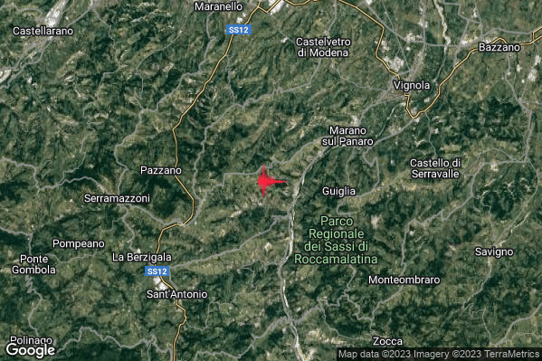 Lieve Terremoto M2.0 epicentro 4 km W Guiglia (MO) alle 09:57:56 (08:57:56 UTC)