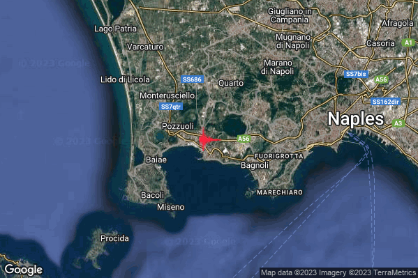 Lieve Terremoto M2.1 epicentro Campi Flegrei alle 14:53:58 (13:53:58 UTC)