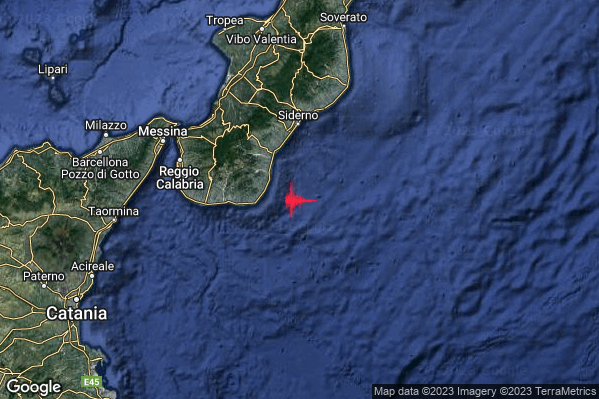 Lieve Terremoto M2.2 epicentro Costa Calabra sud-orientale (Reggio di Calabria) alle 19:38:45 (18:38:45 UTC)
