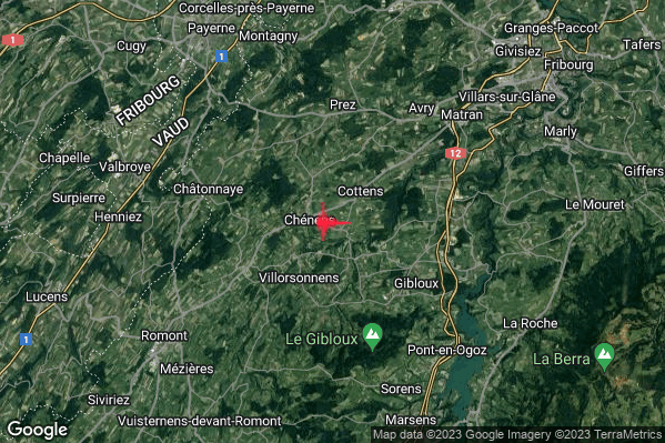 Debole Terremoto M2.3 epicentro Svizzera (SVIZZERA) alle 23:32:34 (22:32:34 UTC)