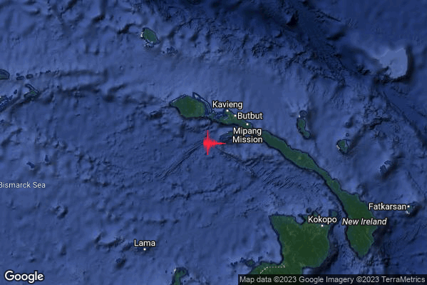 Violento Terremoto M5.9 epicentro Papua New Guinea [Sea] alle 14:51:52 (13:51:52 UTC)