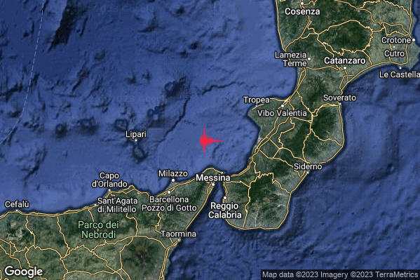 Debole Terremoto M2.3 epicentro Tirreno Meridionale (MARE) alle 09:46:53 (08:46:53 UTC)