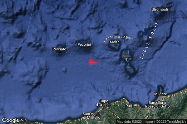 Distinto Terremoto M3.9 epicentro Isole Eolie (Messina) alle 19:30:42 (18:30:42 UTC)