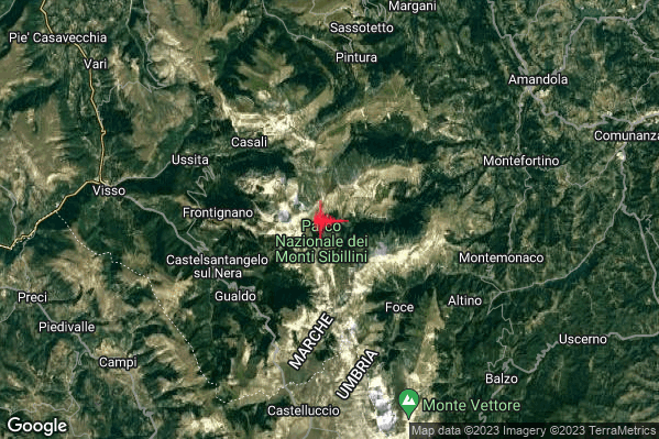 Lieve Terremoto M2.0 epicentro 6 km E Castelsantangelo sul Nera (MC) alle 22:17:34 (21:17:34 UTC)