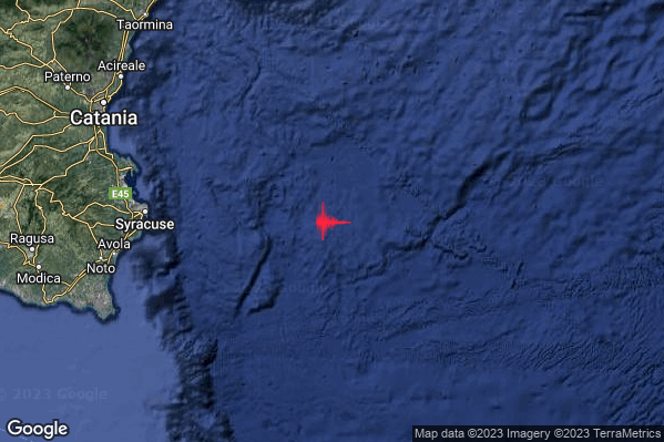 Debole Terremoto M2.3 epicentro Mar Ionio Meridionale (MARE) alle 03:55:57 (02:55:57 UTC)