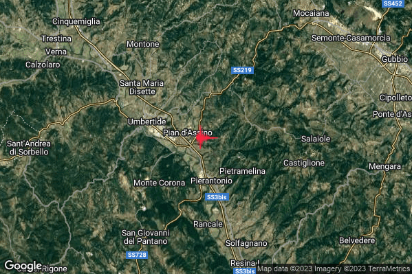 Lieve Terremoto M2.1 epicentro 5 km E Umbertide (PG) alle 20:11:56 (19:11:56 UTC)