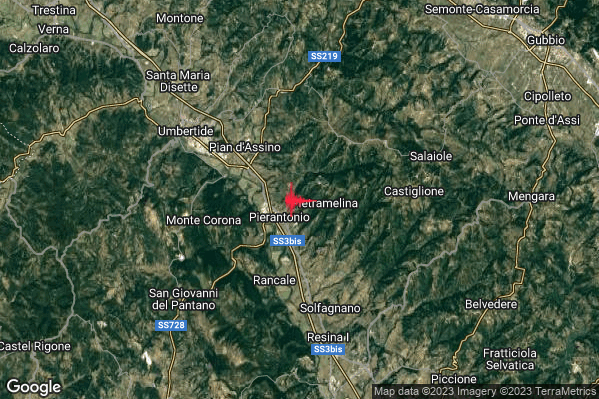 Debole Terremoto M2.6 epicentro 7 km SE Umbertide (PG) alle 20:35:15 (19:35:15 UTC)