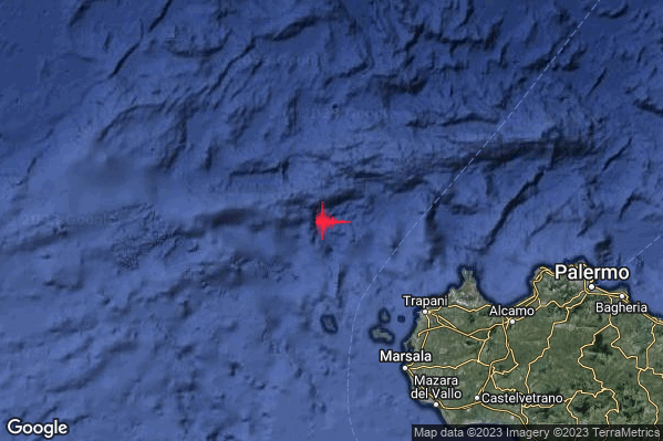 Leggero Terremoto M2.8 epicentro Tirreno Meridionale (MARE) alle 21:36:52 (20:36:52 UTC)