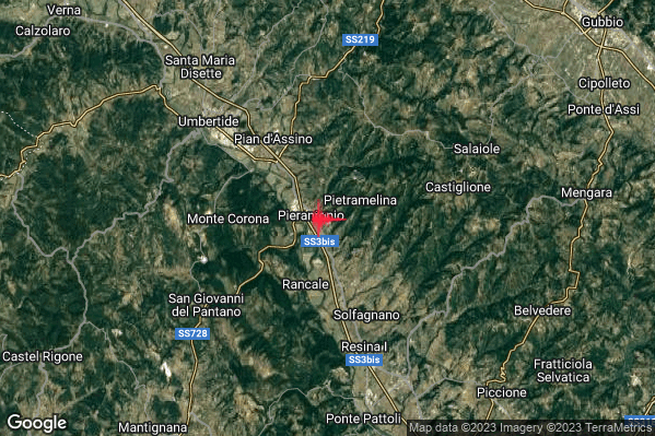 Lieve Terremoto M2.0 epicentro 8 km SE Umbertide (PG) alle 00:26:36 (23:26:36 UTC)
