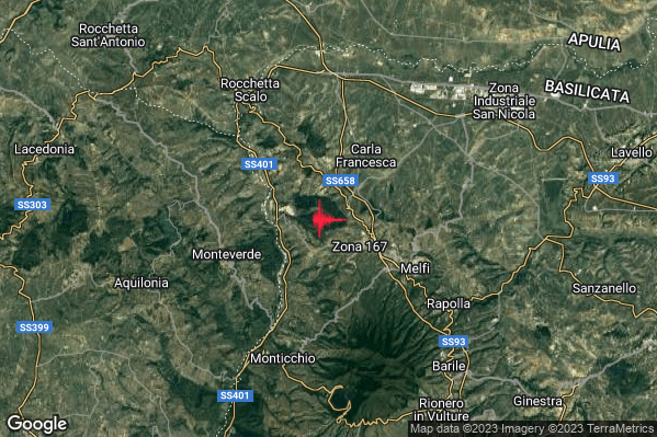 Lieve Terremoto M2.2 epicentro 5 km W Melfi (PZ) alle 04:02:27 (03:02:27 UTC)