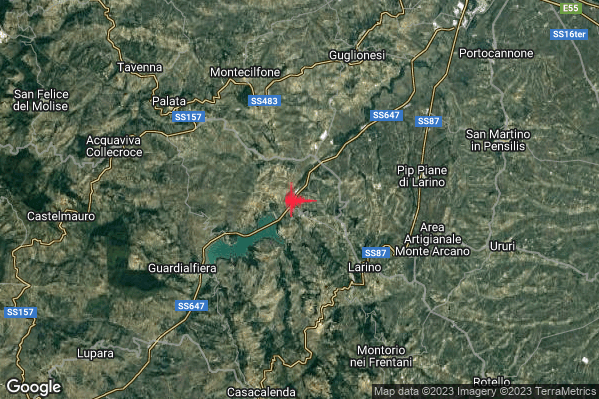 Lieve Terremoto M2.2 epicentro 5 km NW Larino (CB) alle 09:26:46 (08:26:46 UTC)