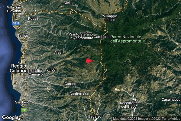 10:30:50 M3.5 epicentro “5 km SE Santo Stefano in Aspromonte (RC)”