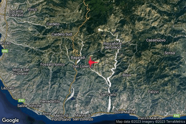 Debole Terremoto M2.3 epicentro 1 km NW Condofuri (RC) alle 20:28:37 (19:28:37 UTC)