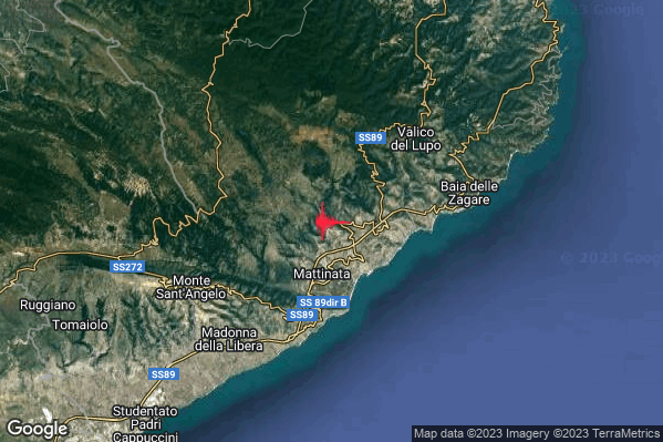 Lieve Terremoto M2.1 epicentro 3 km N Mattinata (FG) alle 14:03:12 (13:03:12 UTC)