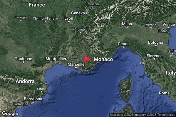 Lieve Terremoto M2.2 epicentro Near south coast of France [Land: France] alle 13:09:44 (12:09:44 UTC)