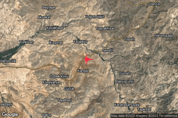Intenso Terremoto M4.6 epicentro Turkey alle 15:49:55 (14:49:55 UTC)