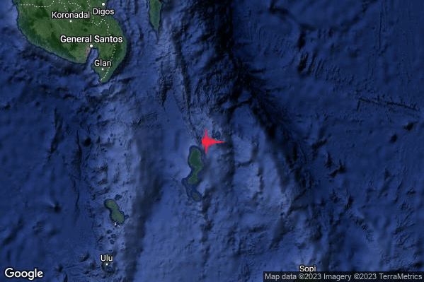 Severo Terremoto M5.5 epicentro Talaud Islands Indonesia [Sea: Indonesia] alle 22:25:41 (21:25:41 UTC)