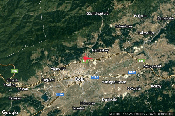 Intenso Terremoto M4.7 epicentro Turkey alle 11:55:09 (10:55:09 UTC)